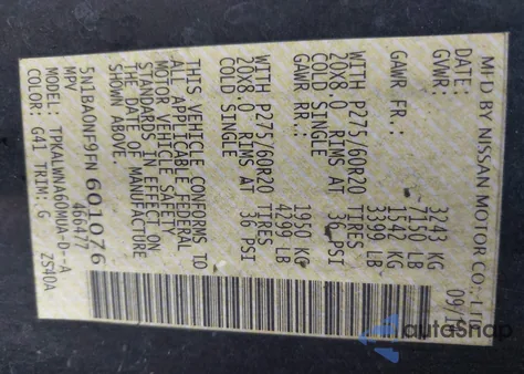 2015 Nissan Armada Platinum from USA, damaged, VIN 5N1BA0NF9FN601076